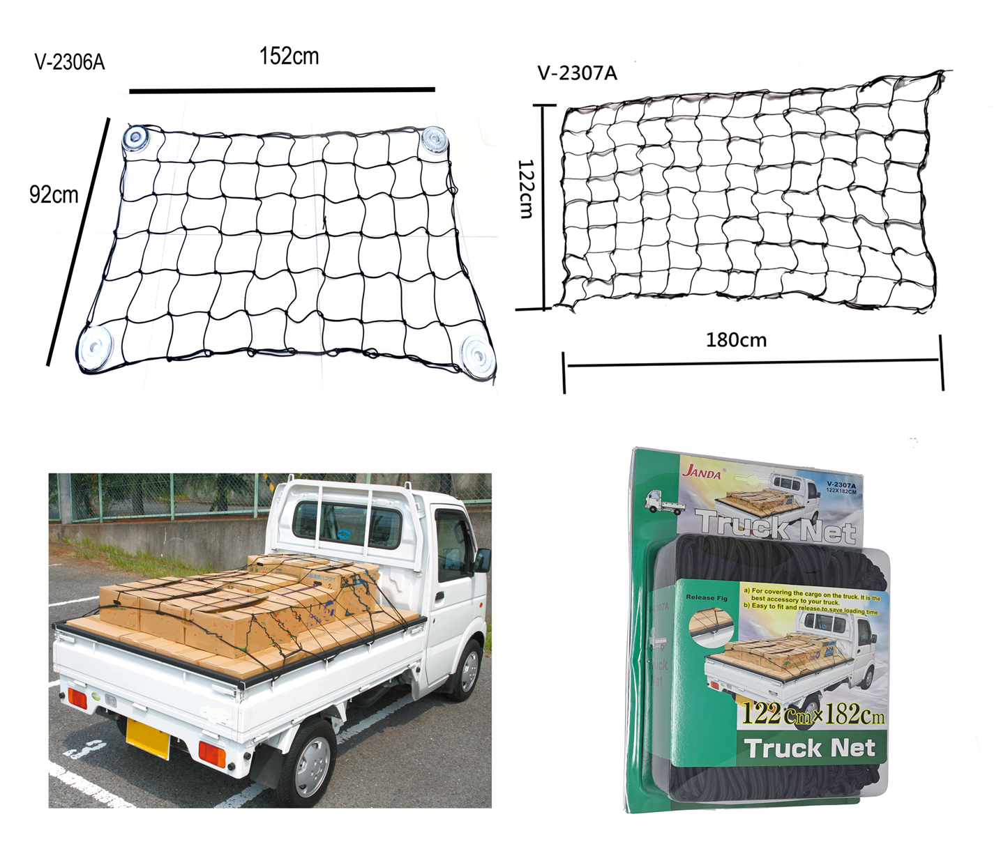Truck cargo net manufacturer mesh structure reduces wind resistance(92x152cm)